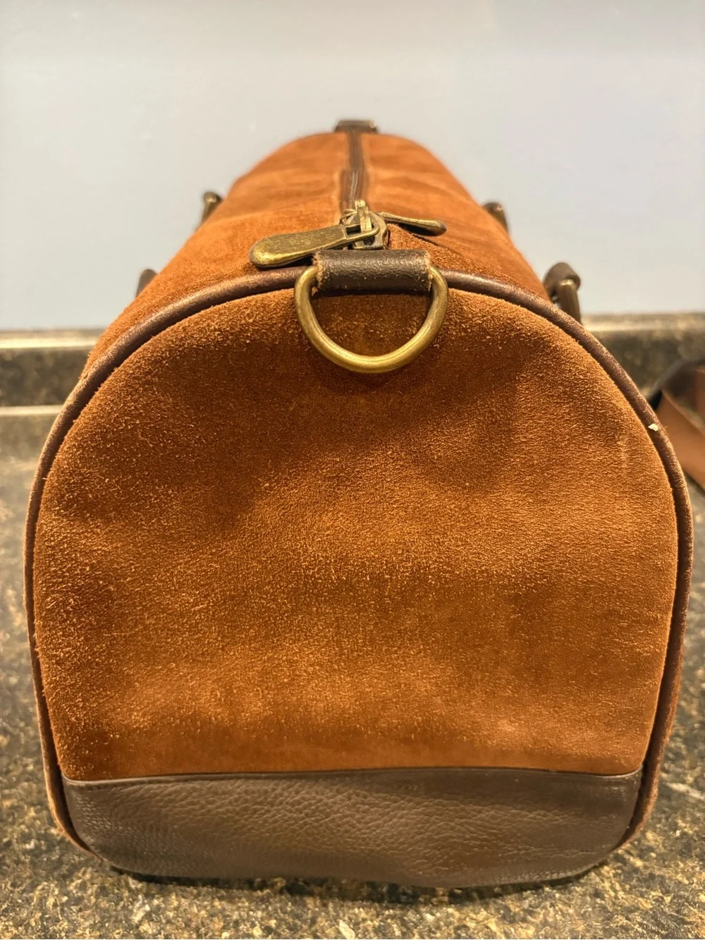 Marlboro Vintage Leather Suede Grit Weekender Duffel Bag Brown large Preowned